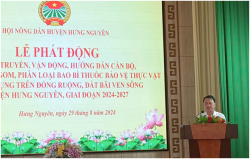 Hưng Nguyên: Phát động tuyên truyền, vận động, hướng dẫn cán bộ, hội viên thu gom, phân loại bao bì thuốc Bảo vệ thực vật