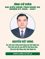 Tiểu sử đồng chí Nguyễn Viết Hùng - ứng cử viên đại biểu HĐND tỉnh Nghệ An nhiệm kỳ 2026 - 2031